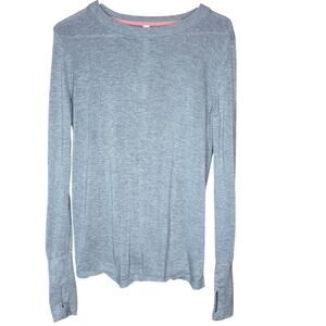 Lululemon Bring it Backbend sweater size 6 heathered gray thumbholes open back